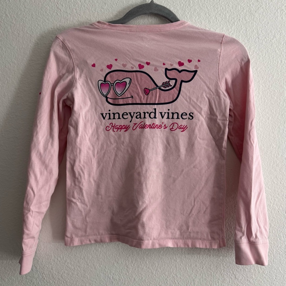 Vineyard Vines Youth Girls Pink Heart Preppy Valentines Day Long Sleeve Shirt - Picture 3 of 4